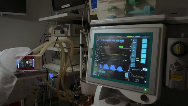 An anesthesiological machine at work.