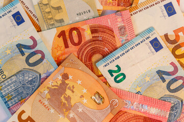 Background of the different euro banknotes