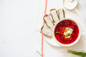 Ukrainian red national dish borsch, beet soup, added to Unesco list. Borscht with sour cream....