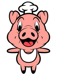 Cartoon illustration of Funny Piglets wearing chef hat and apron, best for sticker, mascot, and logo with restaurant business themes for kids