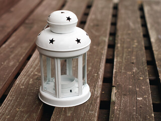 lantern on the wooden table