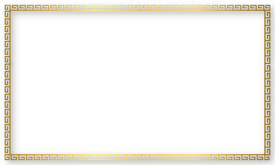 Greek gold frame. Square meander border from a repeated motif - Greek fret or key design. Vector illustration.