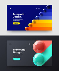 Premium company brochure vector design concept composition. Amazing realistic balls landing page template collection.