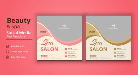 Spa Salon Social Media Template, Beauty And Spa Social Media Post Template
