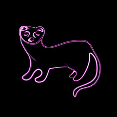 Vector illustration of ferret with neon effect.