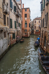 Fototapeta na wymiar View of a Canal in Venice, Veneto, Italy, Europe, World Heritage Site