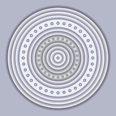 3d Papercut circle background. Circular layers, siver paper cut design, abstract round shape. Vector illustration