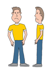 casual young man not happy