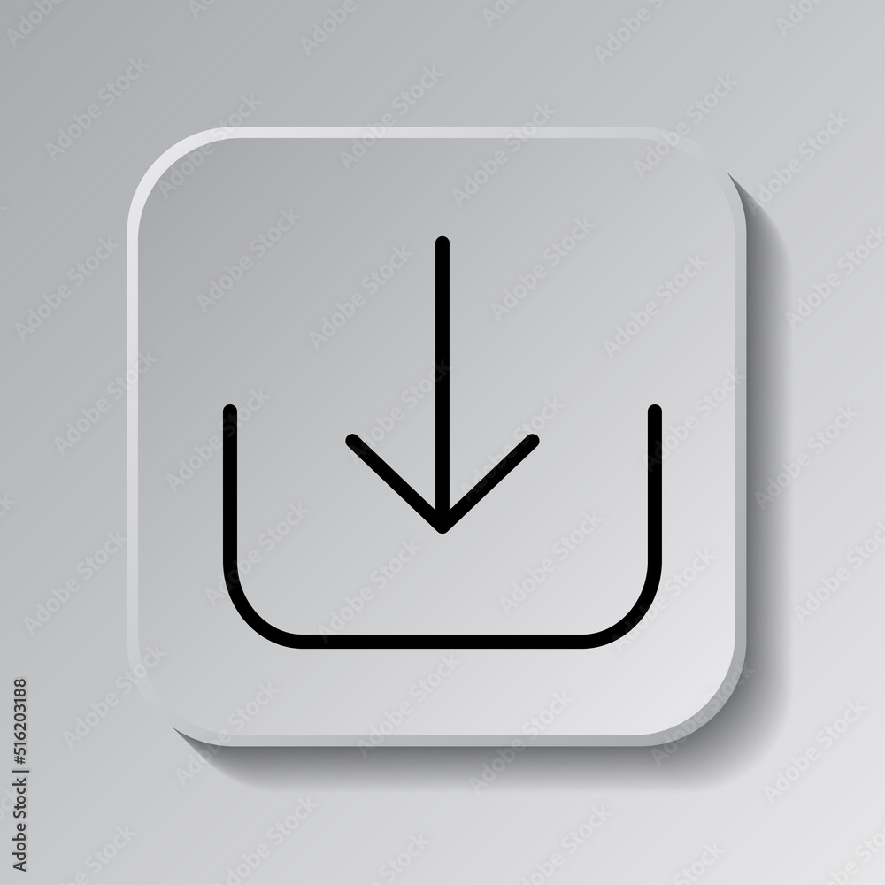 Wall mural download simple icon vector. flat design. black icon on square button with shadow. grey background.a