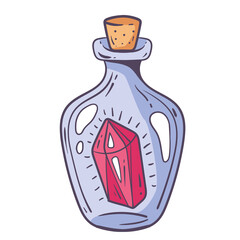 Boho jar magical crystals elixir composition concept. Vector flat graphic design illustration