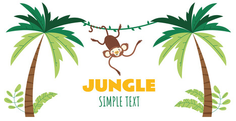 Jungle flora animals frame cover concept. Vector flat graphic design element illustration © PrettyVectors