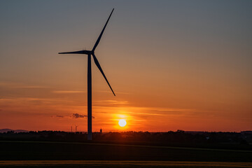 wind turbine at sunset