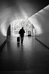 alone man with baggage trip