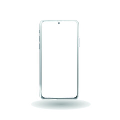 Mobile Phone with Shadow for business smartphone and Outline  with blank screen isolated on white background. Mockup to showcase mobile web-site design or screenshots your applications. 