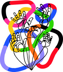 illustration of the abstract outlines of rainbow flag,  LGBT concept