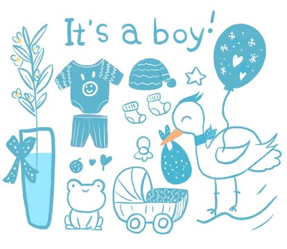 baby shower design elements it's a boy newborn welcome baby