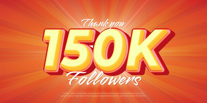 3D style editable text thank you 150k followers