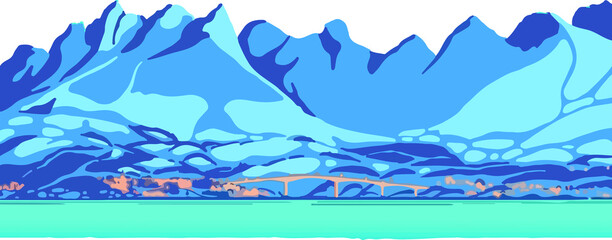   Vector illustration of mountain landscape