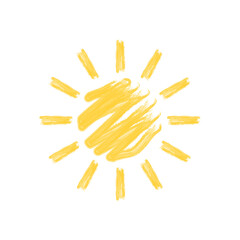 Yellow sun icon, summer symbol vector