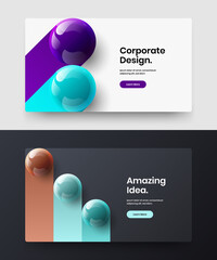 Fresh booklet design vector template bundle. Amazing 3D balls corporate identity illustration composition.