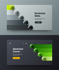 Clean placard vector design concept set. Premium realistic balls catalog cover layout collection.