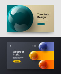 Modern realistic spheres cover concept collection. Clean landing page vector design template set.