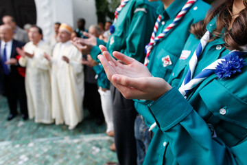 Muslim scouts praying