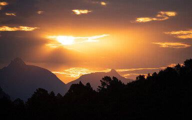 Sunrise over the Norwegian mountains