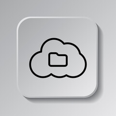 Folder, cloud simple icon vector. Flat design. Black icon on square button with shadow. Grey background.ai