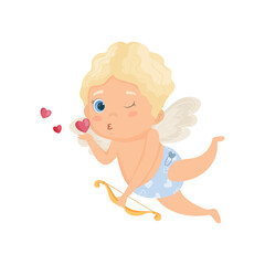 Illustration with cute cartoon cupid. St. Valentine's Day.