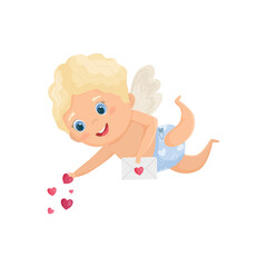 Illustration with cute cartoon cupid. St. Valentine's Day.