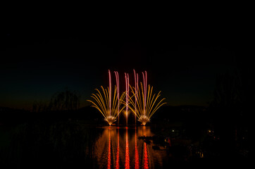 Fireworks above the water surface