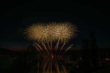 Fireworks above the water surface