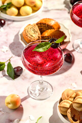 cherry drink with chia seeds