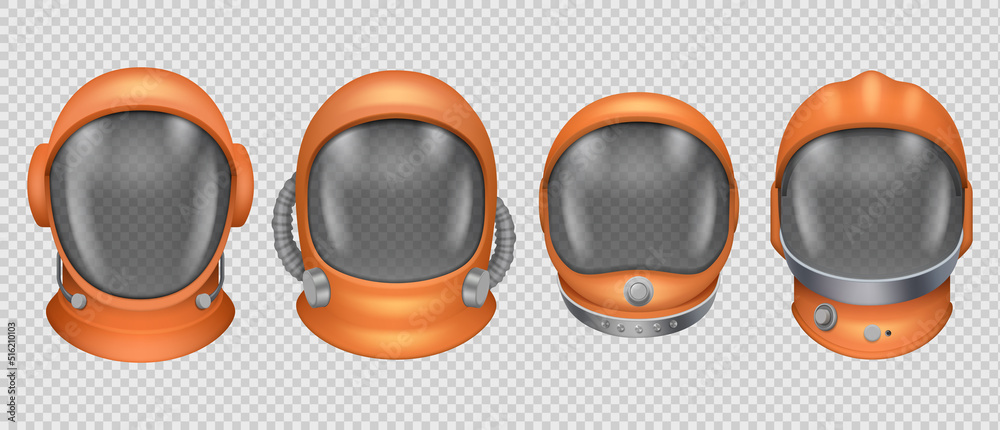 Wall mural astronaut helmet. spacesuit head tools military reflection futuristic mask for universe exploring de