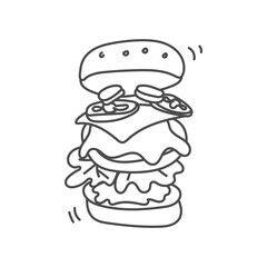 burger hand draw vector illustration design template, suitable for restaurant food and beverages business need