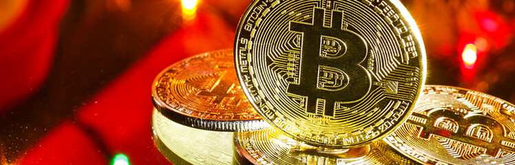 Golden Bitcoins. New virtual money.