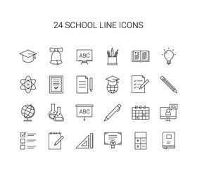 Line icon set. School pack. Vector Illustration