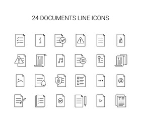 Line icon set. Documents pack. Vector Illustration