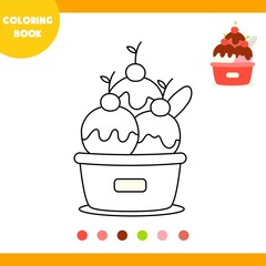 Ice cream coloring book vector