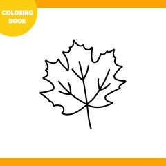 Coloring book, futumn leaves kid game.