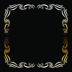 Golden Luxury Calligraphic Frame. Hand Drawn Golden Shiny Border for Menu, Sertificate, Greeting Cards or Classic Wedding Design. Vector Illustration.