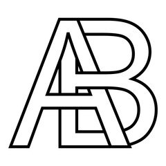 Logo icon two interlaced letters A B, logo AB BA