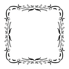 Calligraphic Hand Drawn Floral Frame. Doodle Elegant Calligraphy Design Element. Vector Illustration.