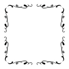 Calligraphic Hand Drawn Floral Frame. Doodle Elegant Calligraphy Design Element. Vector Illustration.