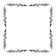 Calligraphic Hand Drawn Floral Frame. Doodle Elegant Calligraphy Design Element. Vector Illustration.