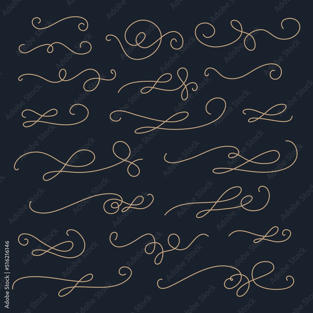 Wall mural vintage flourish decorative art set. swirl frames.