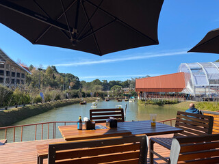 Lake view from deck in the Capivari Park, Campos do Jordao, SP, Brazil.