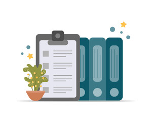 Document Storage Shelves. Office folders. Vector illustration in flat style
