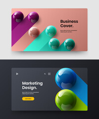 Modern realistic balls postcard concept bundle. Bright brochure vector design illustration set.